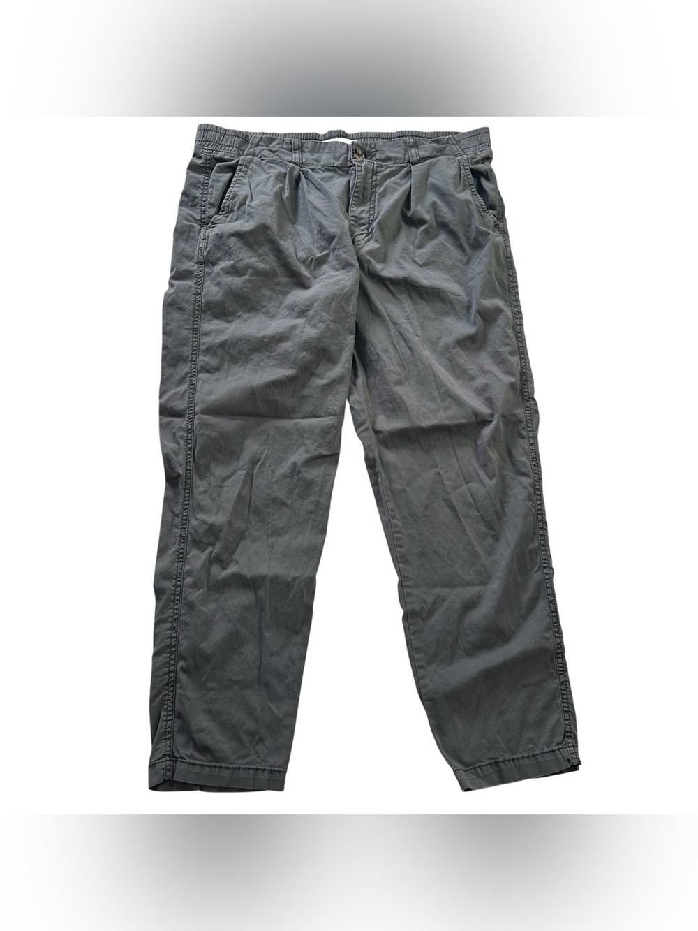 Sonoma Goods For Life Gray Pleated Elastic Waist Crop Pants Womens 12 Inseam 26”